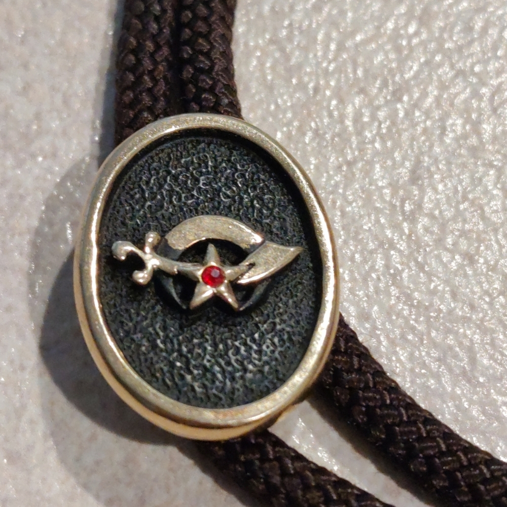 Vintage bolo tie rare gem for collector of Masonic memorabilia scimitar + star